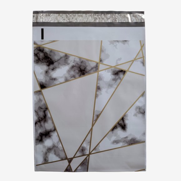 100 Count White Marble 10 x 13 Self Seal Printed Poly Mailers - Picture 4 of 5